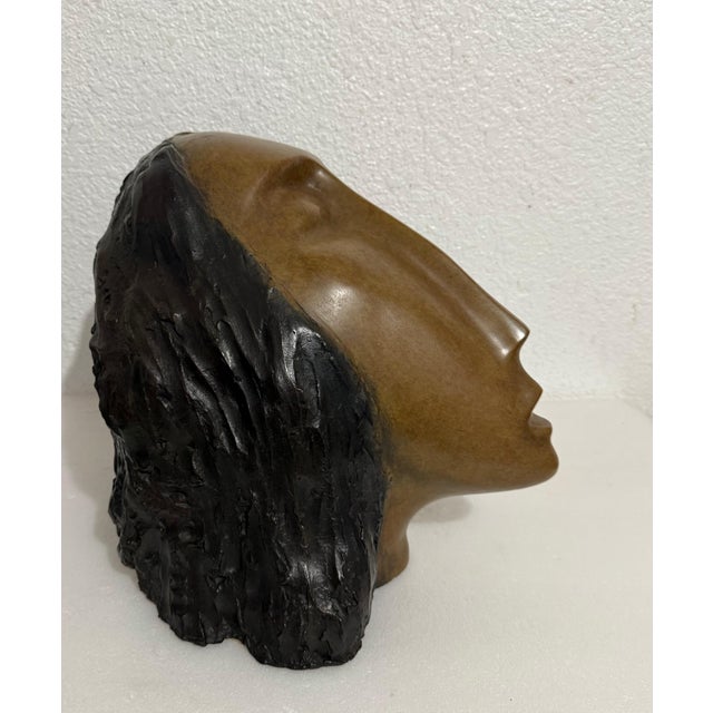 Ruth Bloch, Large Bronze Sculpture Woman Head, After Modigliani, Ruth Bloch Israeli Artist, c.1990's For Sale - Image 14 of 18
