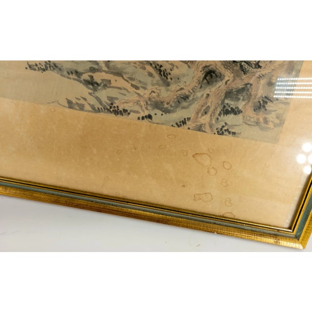 19th Century Chinese Watercolor Scroll Painting of a Dog Under a Pine Tree For Sale - Image 9 of 13