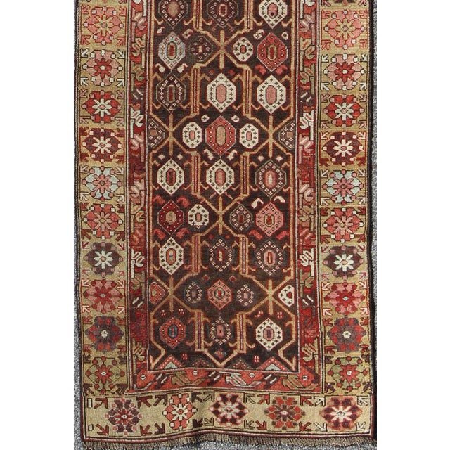 Tribal Antique Hand Knotted Kurdish Runner With All-Over Geometric Design 2'10 X 12'8 For Sale - Image 3 of 8