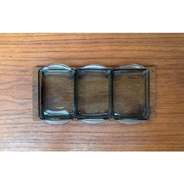 Mid-Century Danish Tray in Teak with Cabaret Glass Trays from Holmegaard, 1960s, Set of 4 For Sale - Image 13 of 18