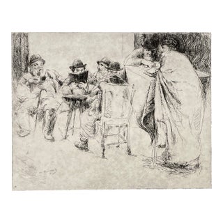 1919 William Meyerowitz Study Room Judaica Etching For Sale