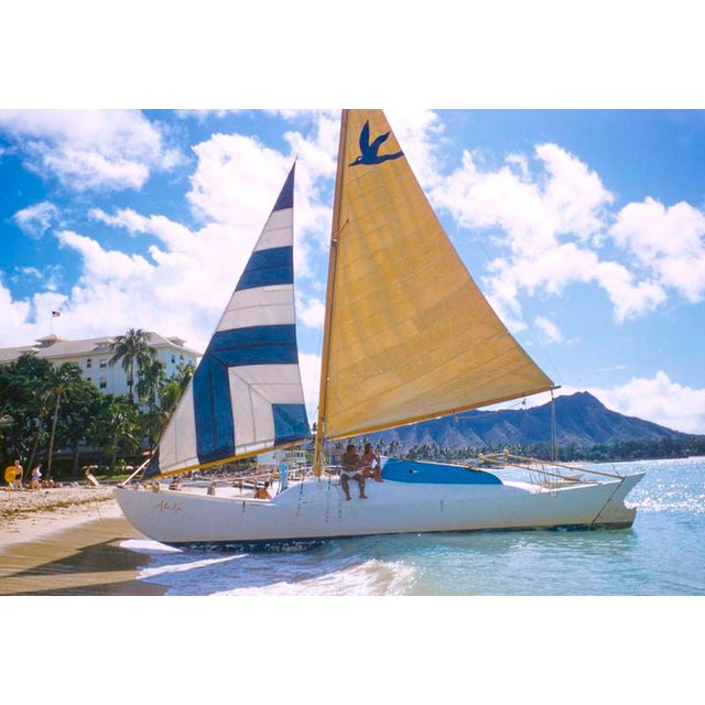 Hawaiian Scenes by Toni Frissell A yacht on the beach, Hawaii, 1957. (Photo by Toni Frissell) 12x16" inches / 30x40cm...