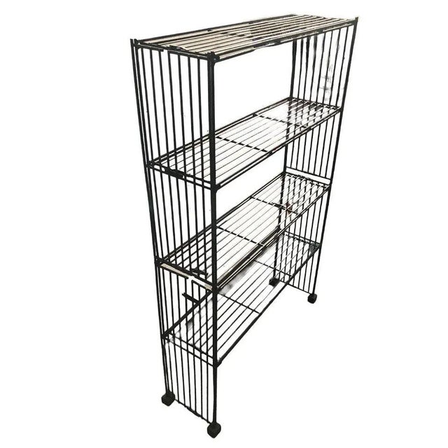 Contemporary Mid-Century 4-Tier Iron Wire Art Display Shelf Bookshelf, Pair For Sale - Image 3 of 7
