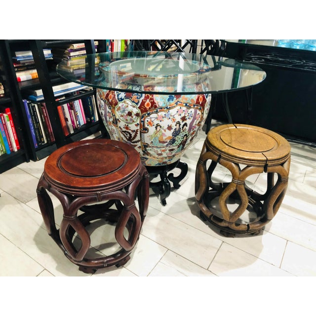 1960s Carved Garden Stools Art Made in Hong Kong - a Pair For Sale - Image 12 of 13