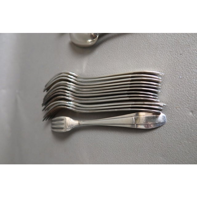 Art Deco Style Silver-Plated Metal Cutlery Service, 1930s, Set of 99 For Sale - Image 6 of 9