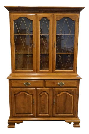 Ethan Allen Heirloom Nutmeg Maple 44" Buffet W. China Cabinet 10-6037 / 10-6038