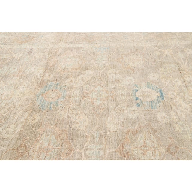 Beige Modern Sultanabad Wool Rug Handmade With Floral Motif For Sale In New York - Image 6 of 7