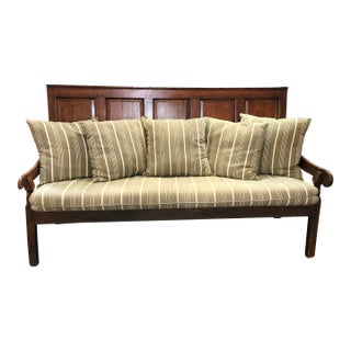 18th Century Handmade Wooden Bench/Settee With Custom Cushions For Sale