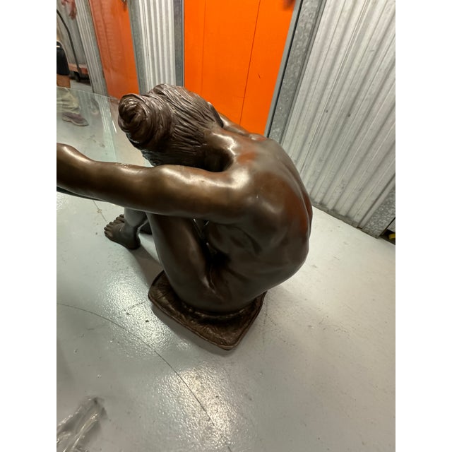 Metal 1960s Female Life Sized Bronze Sculptural Coffee Table For Sale - Image 7 of 11