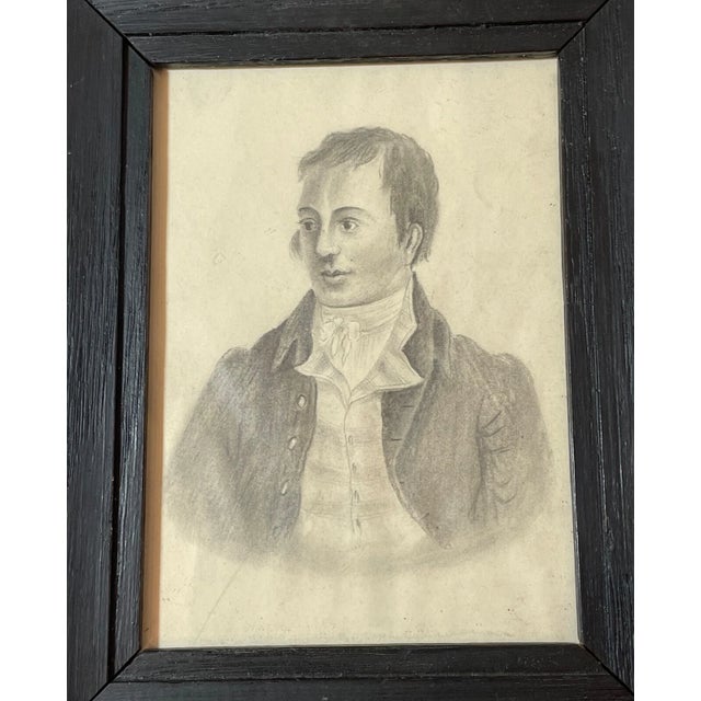 Antique Original 1800's Robert Burns Poet Pencil Drawing Mini Portrait Sketch For Sale In New York - Image 6 of 10