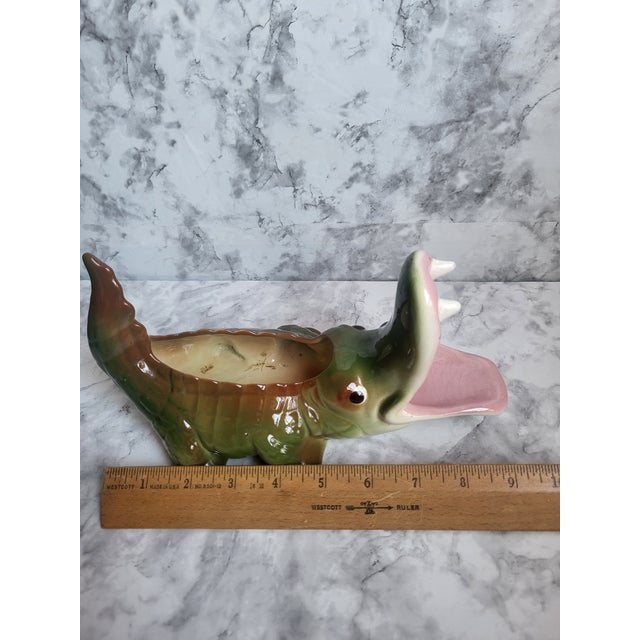 1960s 1960s Freeman McFarlin Jardiniere Majolica Pottery Alligator Planter, Attributed For Sale - Image 5 of 14