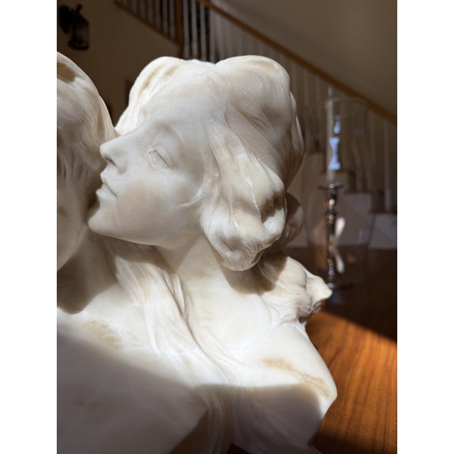 Antique Alabaster Sculpture of Two Intertwined Female Busts For Sale - Image 13 of 18