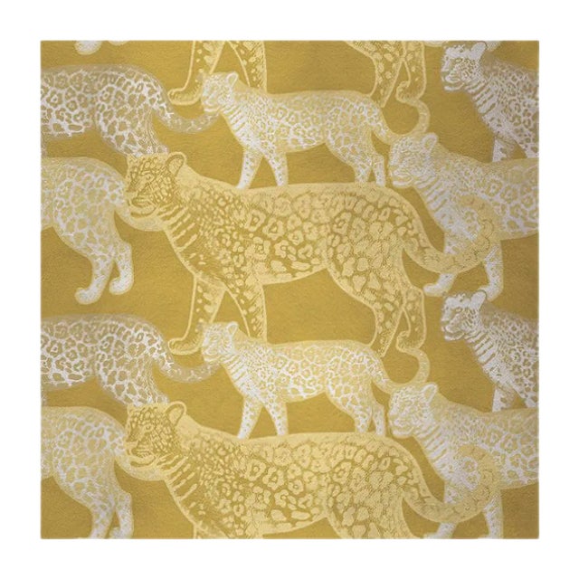 Walking Leopards 5 Fabric Wall Covering by Chiara Mennini for Midsummer-Milano For Sale