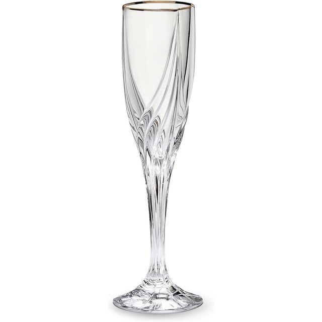 Set of Lenox Debut Gold-Rimmed Crystal Glasses - 14 Pieces - Water, Wine and Champagne For Sale In Savannah - Image 6 of 13