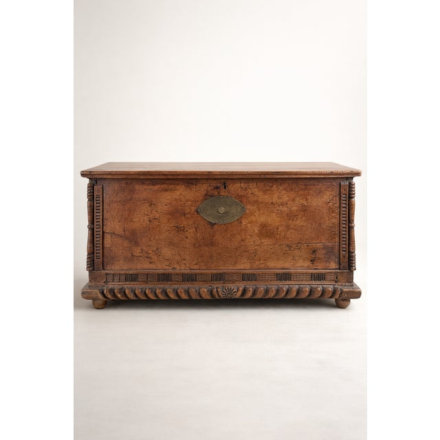 Carved Wooden Chest For Sale - Image 4 of 4