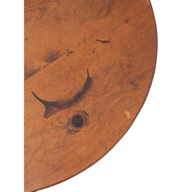 Vintage Mid-Century Wrought Iron Bistro Table With Wood Top For Sale - Image 4 of 13