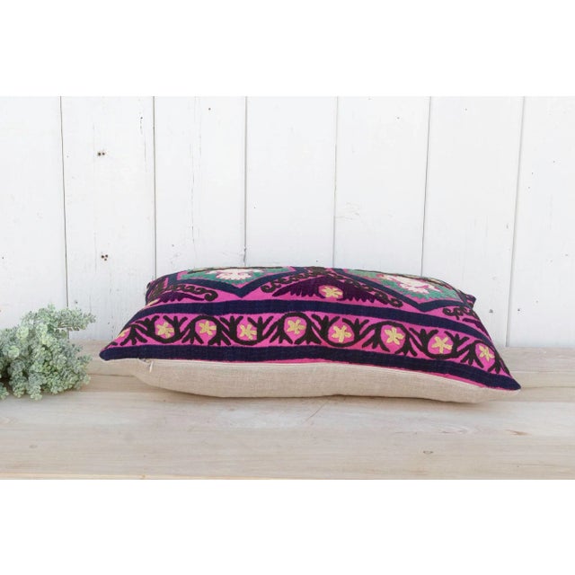 African Violet Suzani Lumbar Pillow For Sale In Los Angeles - Image 6 of 9