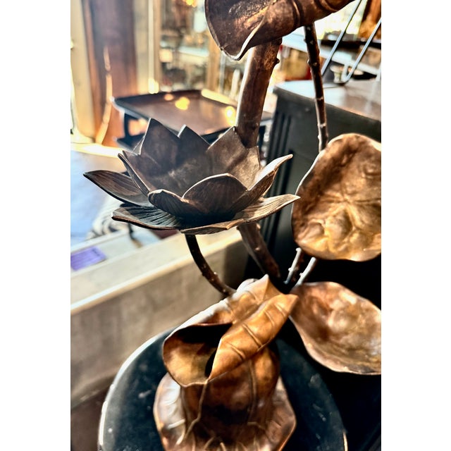 Japanese Bronze Candle Stands, Lotus Design, Mid-Showa Era, 1960s For Sale - Image 12 of 12