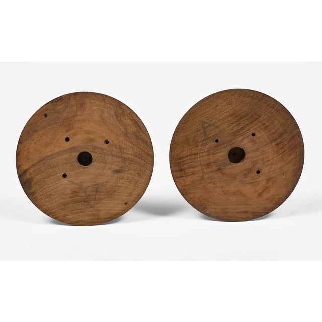 Pair Tall Bobbin Turned Walnut Candlesticks For Sale - Image 9 of 9