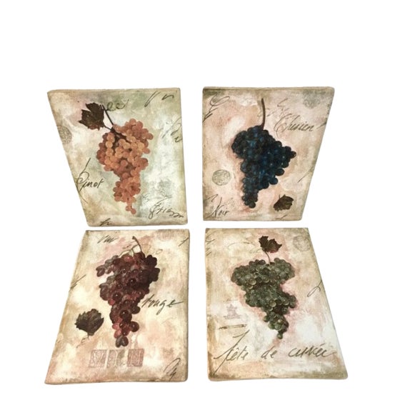 Vintage Vineyard Grape Canvas Prints, Set of 4 For Sale