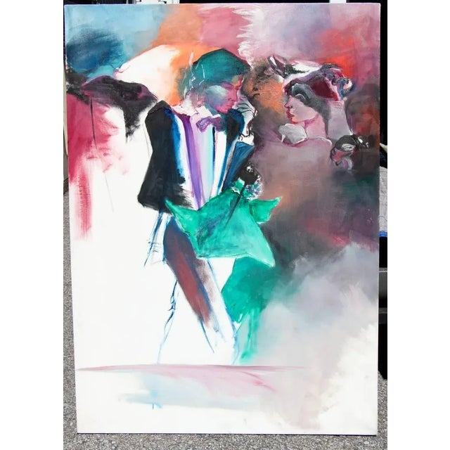 Turquoise Figural Abstract by Lenore Bloom For Sale - Image 8 of 8