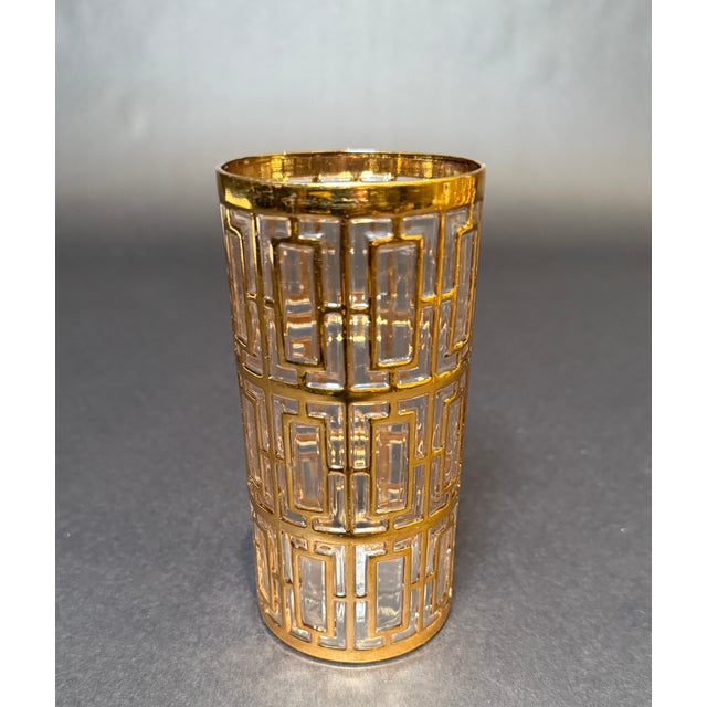 1960s Imperial Glass Co. “Shoji Trellis” Gilt Tumblers- 15 Pieces For Sale In New York - Image 6 of 9