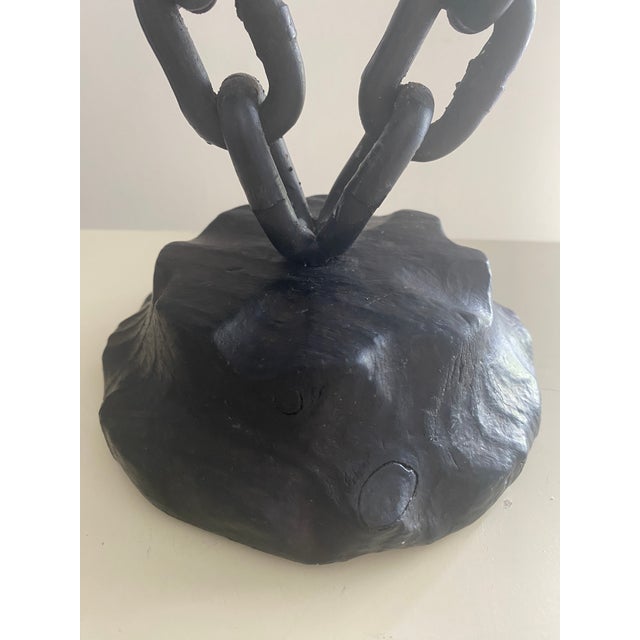 Black 1950s Mid-Century Brutalist Chain Candelabra Candle Holder For Sale - Image 8 of 10