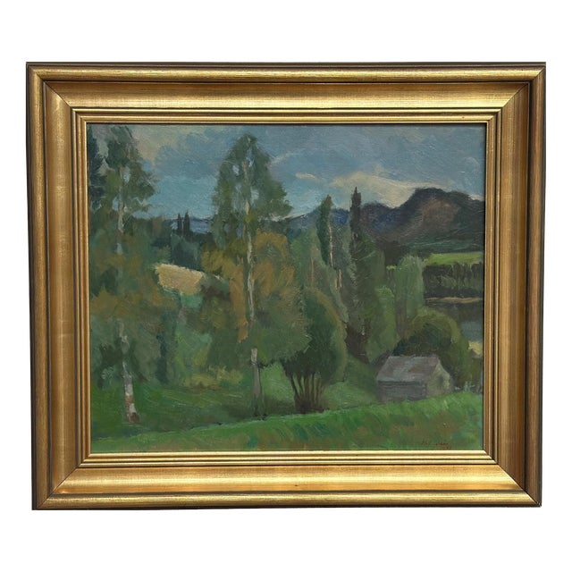 Olof Larsson, Lush Landscape, 1960s, Oil on Panel, Framed, Framed For Sale