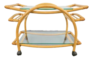 Vintage Trolley in Rattan, Bentwood and Leather, Italy, 1970s