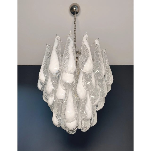 Italian Murano Glass Lattimo Petals Chandelier, 1990s For Sale - Image 12 of 18