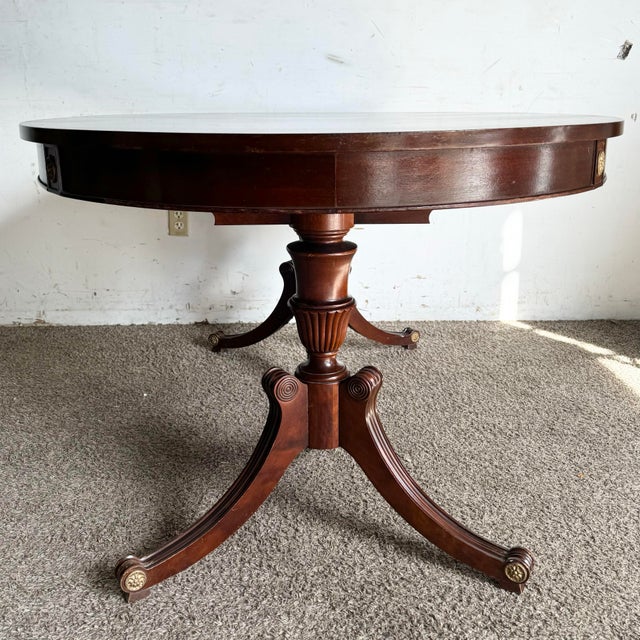 RWAY 1940s Federal Flamed Mahogany Dining Table With Glass Top by Rway For Sale - Image 4 of 12