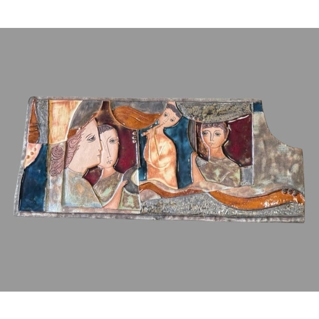 Ceramic Vintage Mid Century Modern MCM 3 Piece Glazed Terra Cotta Tile J. Ruth For Sale - Image 7 of 12