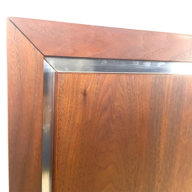 Mid-Century Modern Walnut Headboard With Chrome Inlay- Queen For Sale In Philadelphia - Image 6 of 16