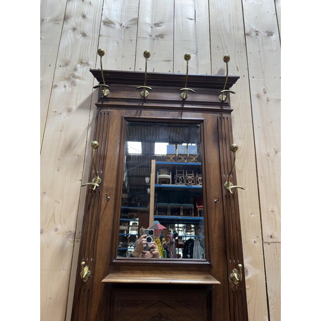 Napoleon III Coat Rack in Wood and Brass For Sale - Image 4 of 8