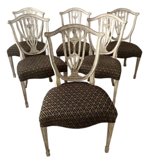 Hepplewhite Style Intricate Shield Back Late 20th Century Set of Six Chairs Excellent Mint Condition