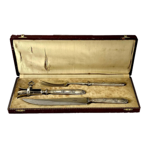 Antique French Neoclassical Silverplate Carving Set — 3 Pieces