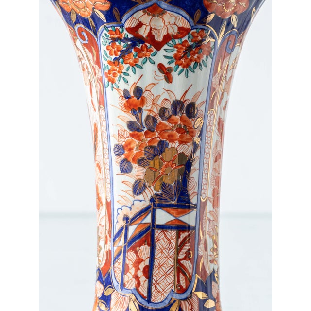 Vintage Delft Imari Ceramic Table Lamps, New Japanese Block Print Lampshades, Set of 2 For Sale - Image 3 of 18