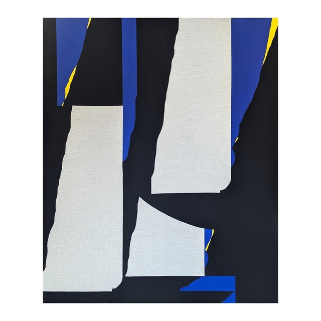 Emmanuel Araujo "Alesund" Contemporary Blue, Yellow & Black Geometric Abstract Painting, 2019 For Sale - Image 4 of 11
