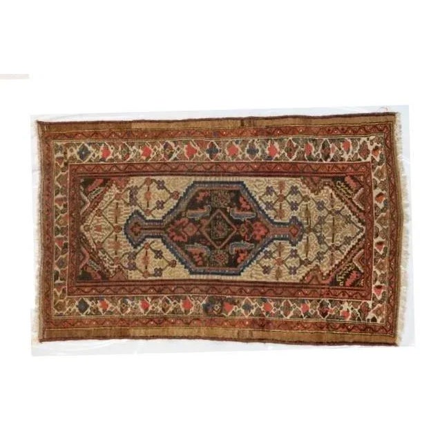 Textile 1900s Vintage Persian Camel Hair Rug For Sale - Image 7 of 7