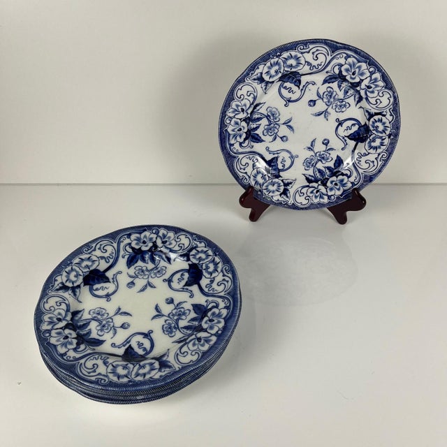 Antique Flora Ironstone Dinner Plates from Creil and Montereau, 1800s, Set of 6 For Sale - Image 3 of 13