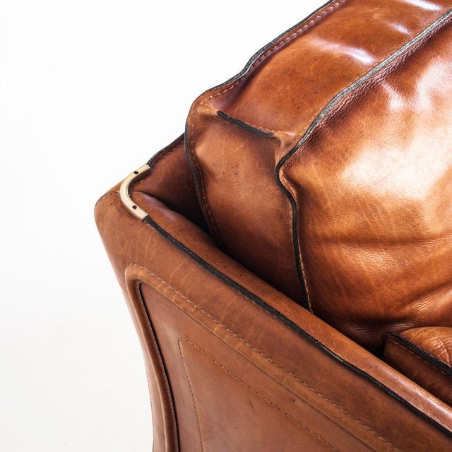 Vintage Camel Buffalo Leather Club Chair from Roche Bobois, France, 1980s For Sale - Image 17 of 18
