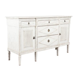 19th Century Swedish White Painted Gustavian Sideboard For Sale