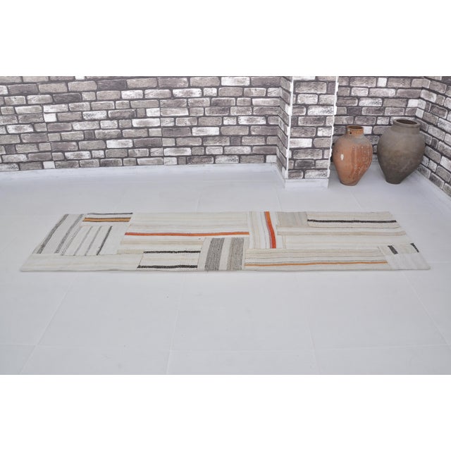 Vintage Handwoven Hemp Kilim Runner For Sale - Image 4 of 10