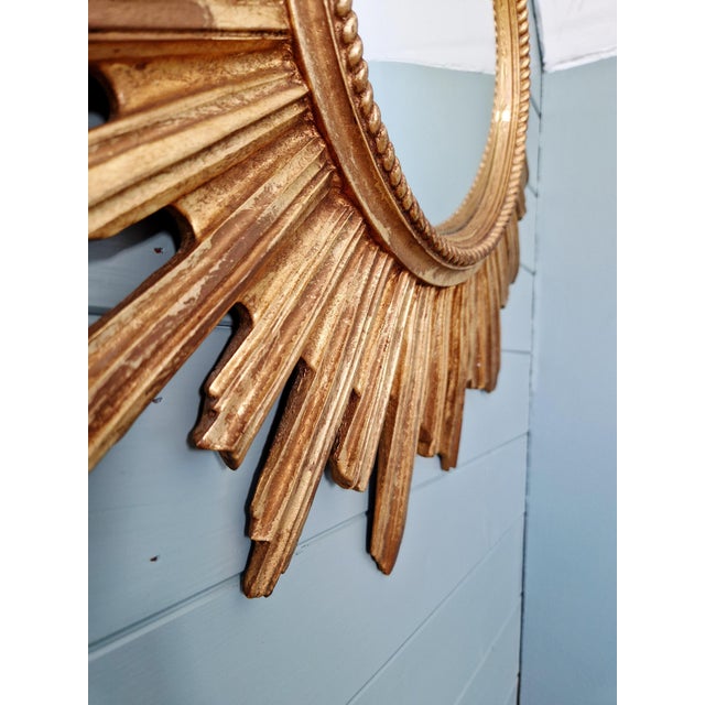 Plastic Gilt Sunburst Mirror, 1960s-1970s For Sale - Image 7 of 13