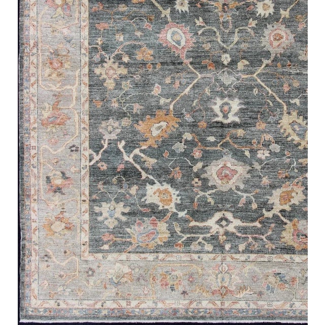 Dark gray and Peach Angora Oushak rug from Turkey. Keivan Woven Arts / rug AN-134564, country of origin / type: Turkey /...