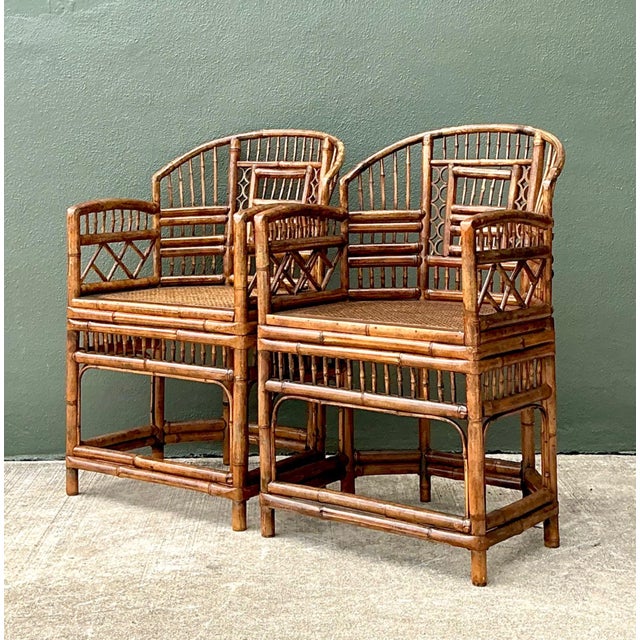 Vintage Brighton Pavillion Rattan Chairs - A Pair For Sale In West Palm - Image 6 of 18