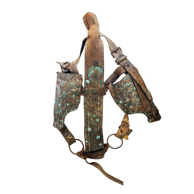 Tribal Antique Leather Horse Bridle W/Blinders For Sale - Image 3 of 8