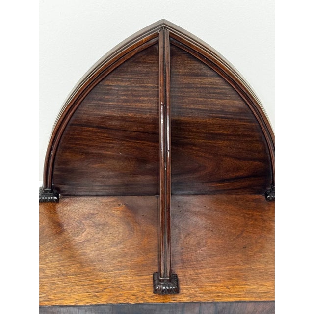 British Gothic Revival Wall-Mounted Book Shelf, Circa Early 19th Century Antique Ecclesiastical-Style Hardwood Book Rest...