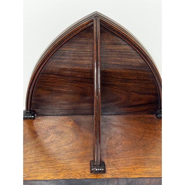 1 British Antique Small Gothic Convent Ecclesiastic Georgian Hardwood Wall Mounted Bookends Shelf Bracket. It has been...