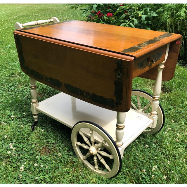 Vintage Ethan Allen Serving Cart Hitchcock Style Stenciled Drop Leaf